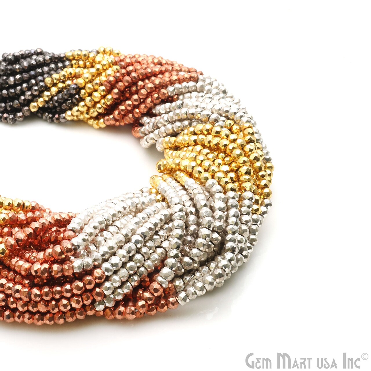 Gemstone Rondelle Bead Strands, Round Faceted, Polished Beads, Handmade Rondelle Beads, 12.5-inch, 3-4mm Round Strands for DIY Jewelry Making, GemMartUSA (70002)